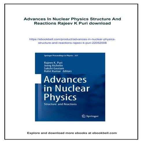 Advances In Nuclear Physics Structure And Reactions Rajeev K Puri | PDF