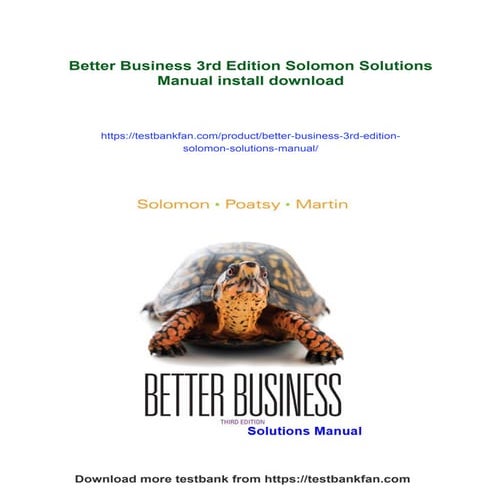 Better Business 3rd Edition Solomon Solutions Manual