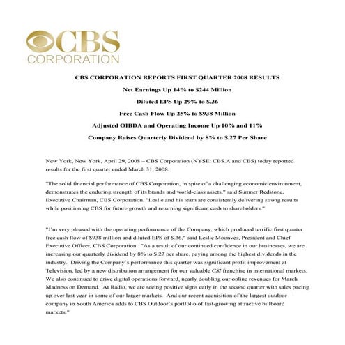 CBS Letter | PDF