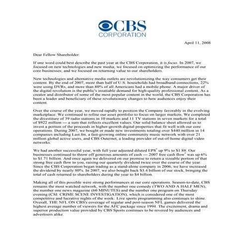 CBS Letter