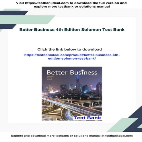 Better Business 4th Edition Solomon Test Bank | PDF
