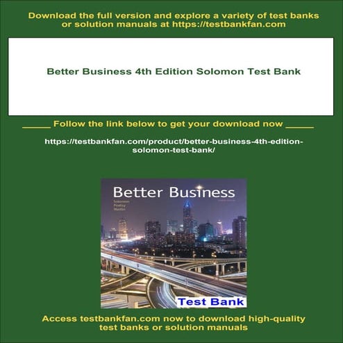 Better Business 4th Edition Solomon Test Bank | PDF