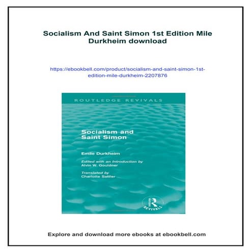 Socialism And Saint Simon 1st Edition Mile Durkheim