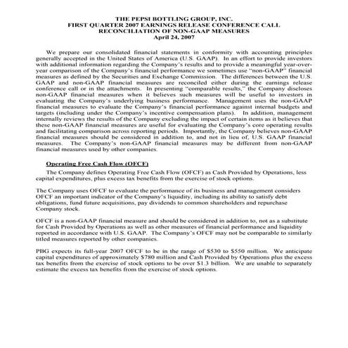   	 pepsi bottling  Q1 Non-Gaap