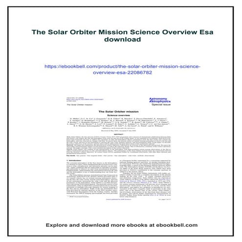 The Solar Orbiter Mission Science Overview Esa