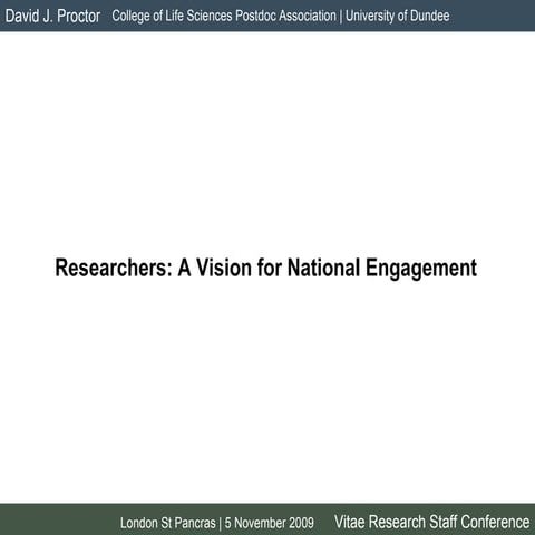 Vitae Research Staff Conference - 5 November 2009