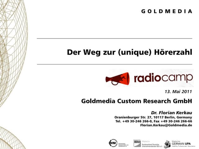 Florian Kerkau (Goldmedia): Der Weg zur (unique) Hörerzahl