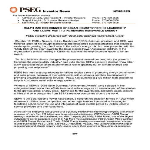 public serviceenterprise group Investor 10/16/08