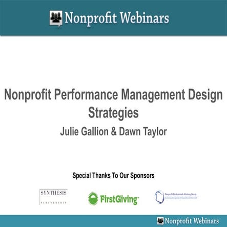 Nonprofit Performance Management Design Strategies