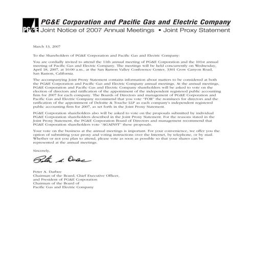 pg & e crop 2007 Proxy Statement
