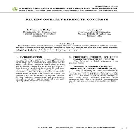 REVIEW ON EARLY STRENGTH CONCRETE