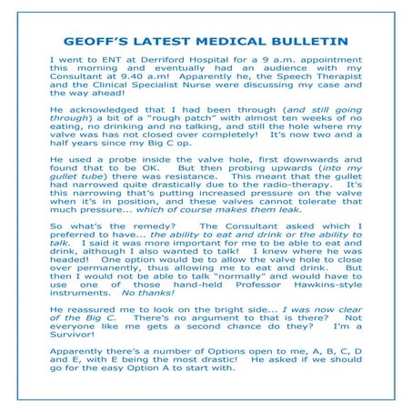 110614 GEOFF'S LATEST MEDICAL BULLETIN