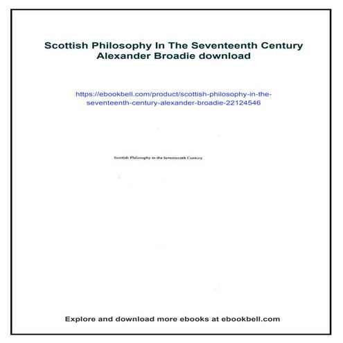 Scottish Philosophy In The Seventeenth Century Alexander Broadie | PDF