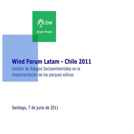 Gestión de Riesgos Socioambientales en la implementación de los parques eólicos