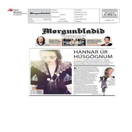 Clipping Morgunbladid 11/07/12 @ IED Barcelona