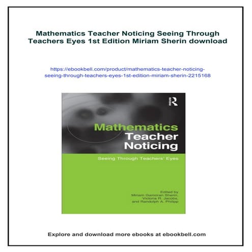 Mathematics Teacher Noticing Seeing Through Teachers Eyes 1st Edition Miriam ...