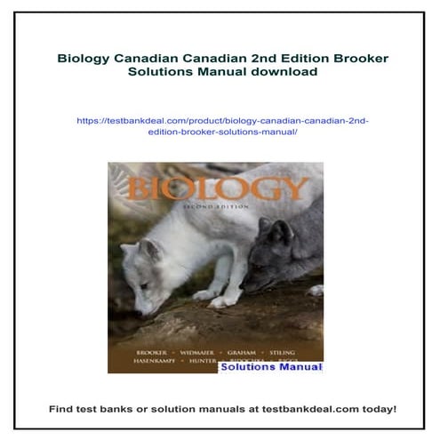 Biology Canadian Canadian 2nd Edition Brooker Solutions Manual