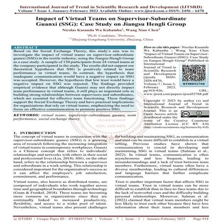 BUILDING TRUST IN A VIRTUAL TEAM: A CONCEPTUAL FRAMEWORK | PDF