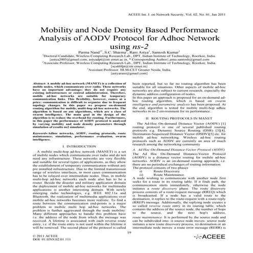 Mobility and Node Density Based Performance Analysis of AODV Protocol for Adh...