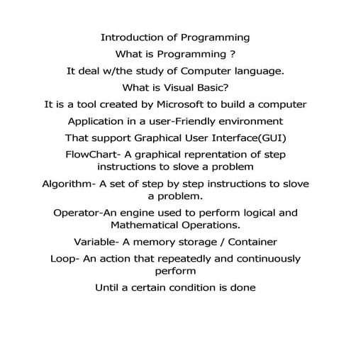 Introduction of programming | PDF