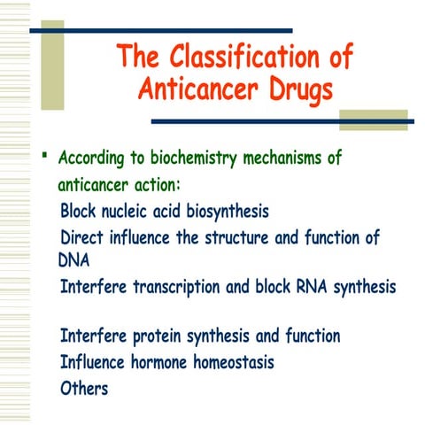 anticancer chemotherapy  drugs and classification