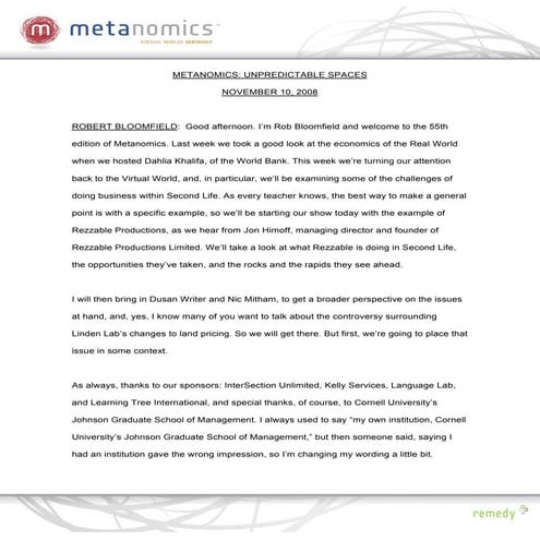 111008 Unpredictable Spaces Metanomics Transcript