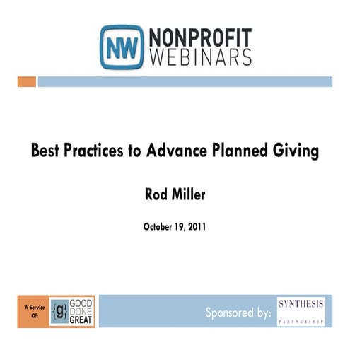 Best Practices to Advance Planned Giving