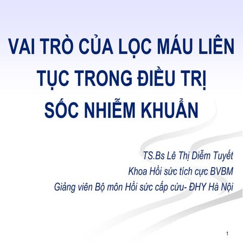 vai trờ của lọc máu liên tục trong điều trị sốc nhiễm khuẩn
