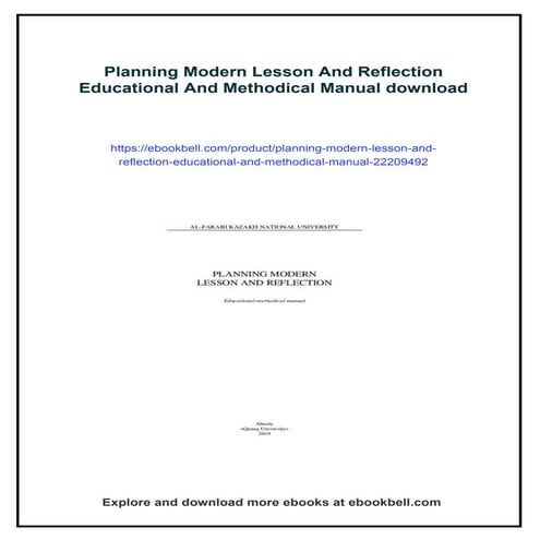 Planning Modern Lesson And Reflection Educational And Methodical Manual