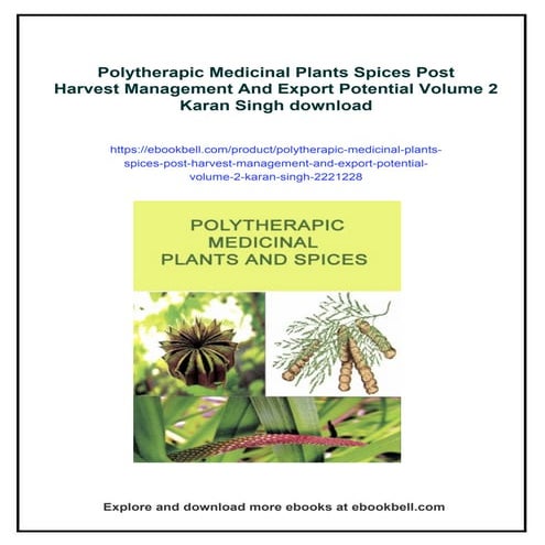 Polytherapic Medicinal Plants Spices Post Harvest Management And Export ...
