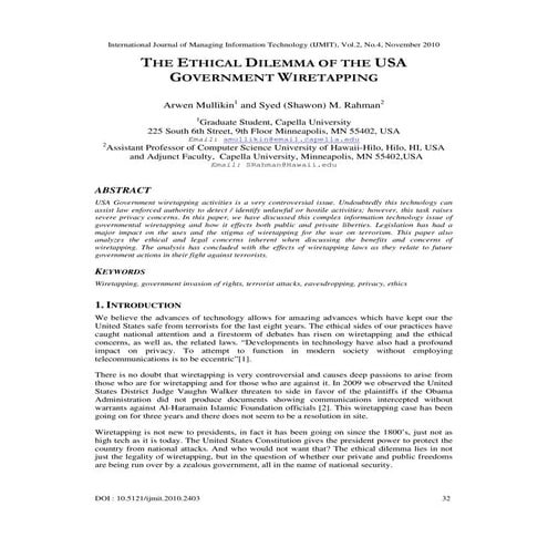The Ethical Dilemma of USA Government Wiretapping: Privacy vs Security ...