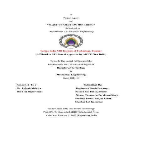 plastic Moulding project file training report