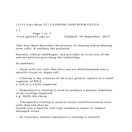 11111 Fact Sheet 22  CLONING AND STEM CELLS 1 1        .docx