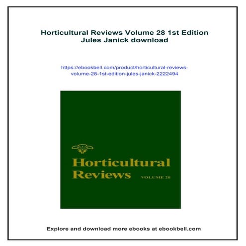 Horticultural Reviews Volume 28 1st Edition Jules Janick