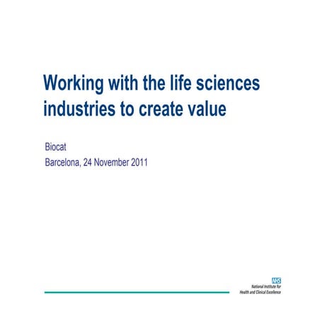 Working with the life sciences industries to create value / Sir Andrew Dillon...