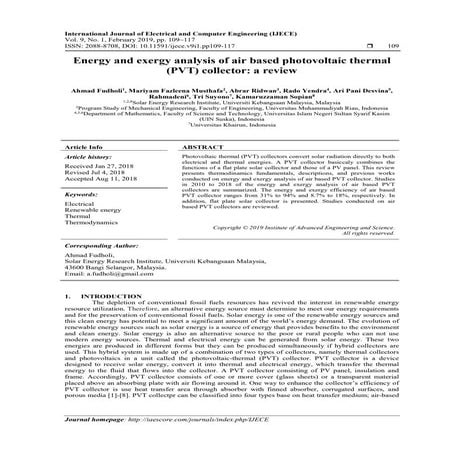 R&D of Photovoltaic Thermal (PVT) Systems: an Overview | PDF