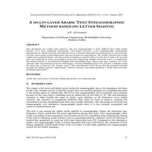 New text steganography method using the arabic letters dots | PDF