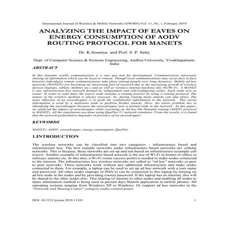 Analyzing the Impact of Eaves on Energy Consumption of AODV Routing Protocol ...