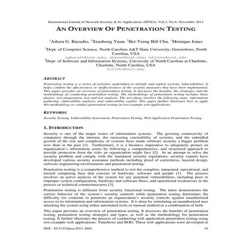 AN OVERVIEW OF PENETRATION TESTING