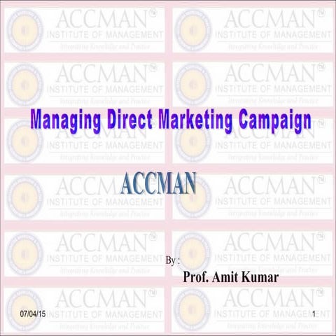 11 & 12.managing direct marketing campaign