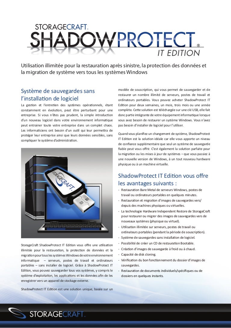 Storagecraft ShadowProtect 4 IT Edition par StorageCraft Benelux