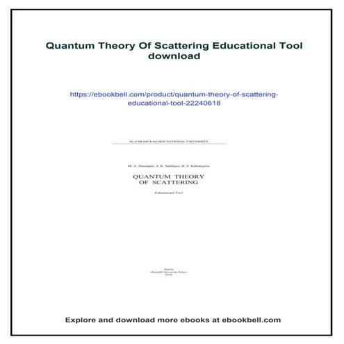 Quantum Theory Of Scattering Educational Tool
