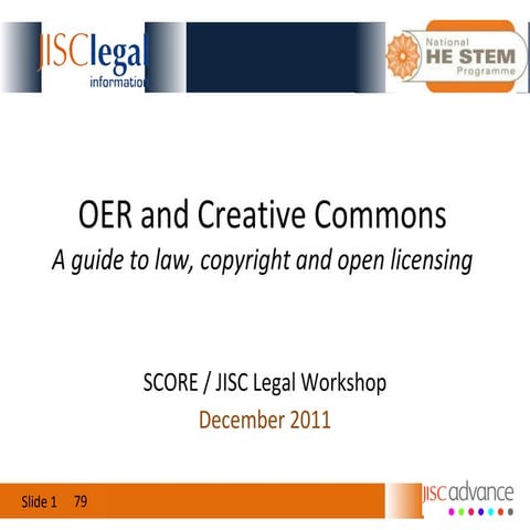 JISC Legal National Stem Programme OER & Creative Commons Workshop Bath
