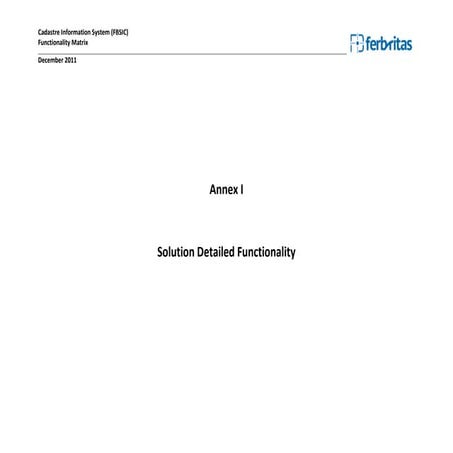 FBSIC Functionalities Matrix (Annexes)