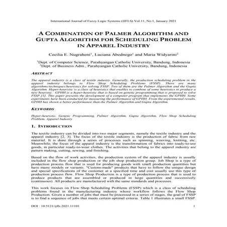 A COMBINATION OF PALMER ALGORITHM AND GUPTA ALGORITHM FOR SCHEDULING PROBLEM ...