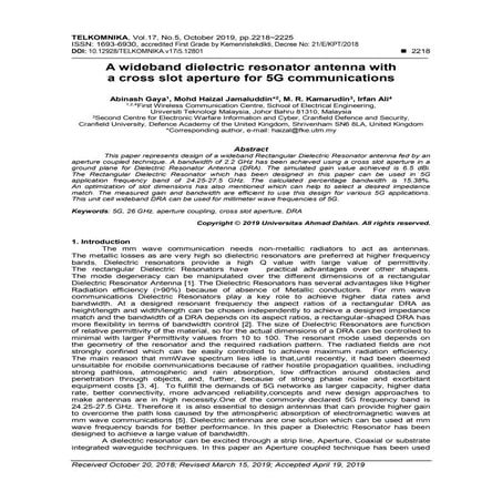 A wideband dielectric resonator antenna with a cross slot aperture for 5G com...