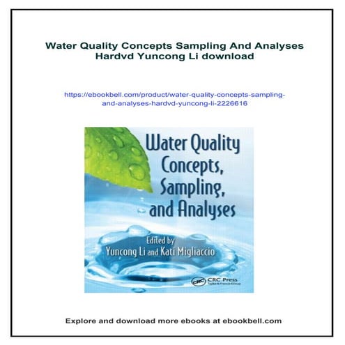 Water Quality Concepts Sampling And Analyses Hardvd Yuncong Li