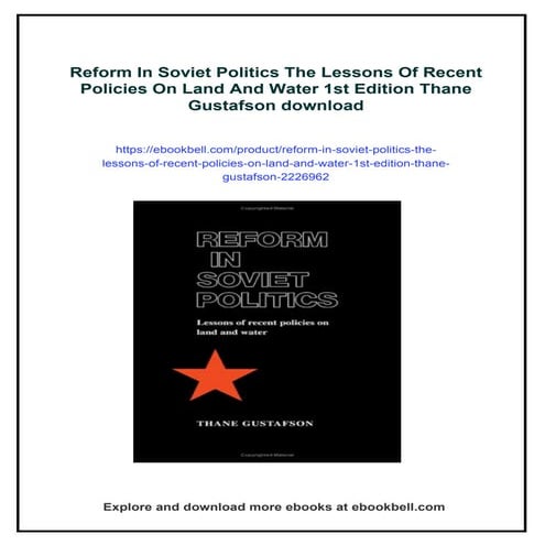 Reform In Soviet Politics The Lessons Of Recent Policies On Land And ...
