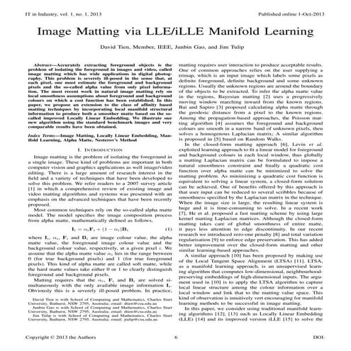 Image Matting via LLE/iLLE Manifold Learning