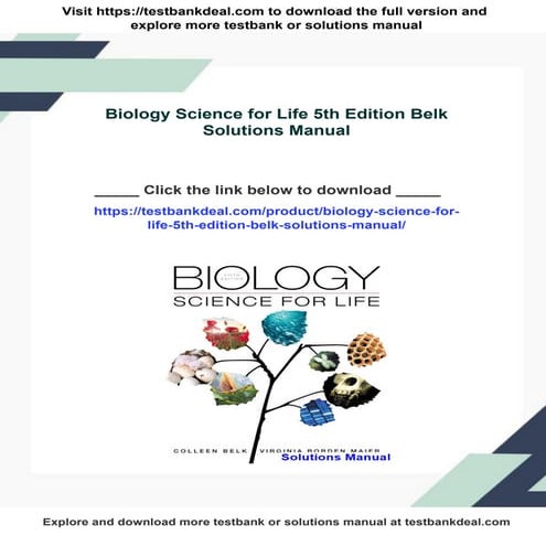 Biology Science for Life 5th Edition Belk Solutions Manual